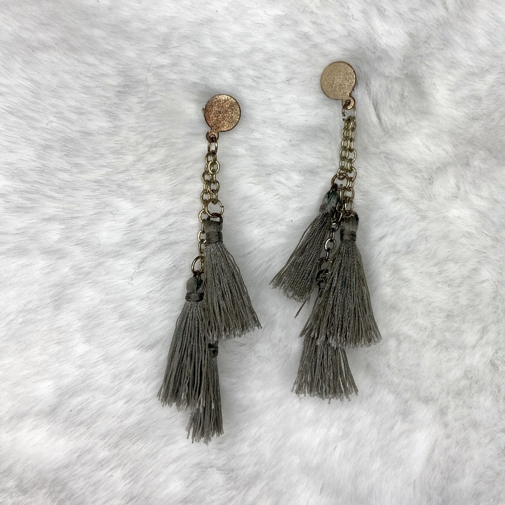 Grey tassel earrings